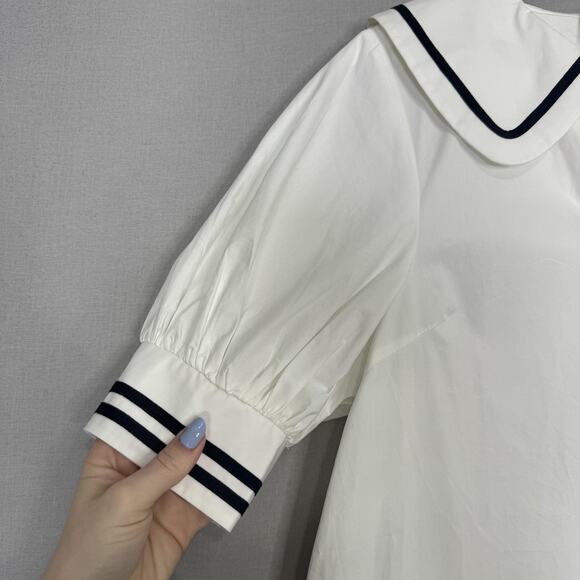MABLE The Label Dress Womens Medium White Peter Pan Collar Sailor Cottage Preppy - Picture 4 of 14